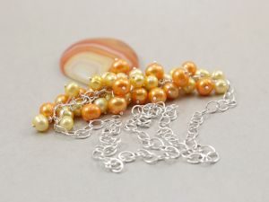 chileart biżuteria autorska agat perły wisior łańcuszek srebro naszyjnik